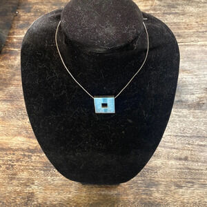 Sterling silver geometric square slider necklace